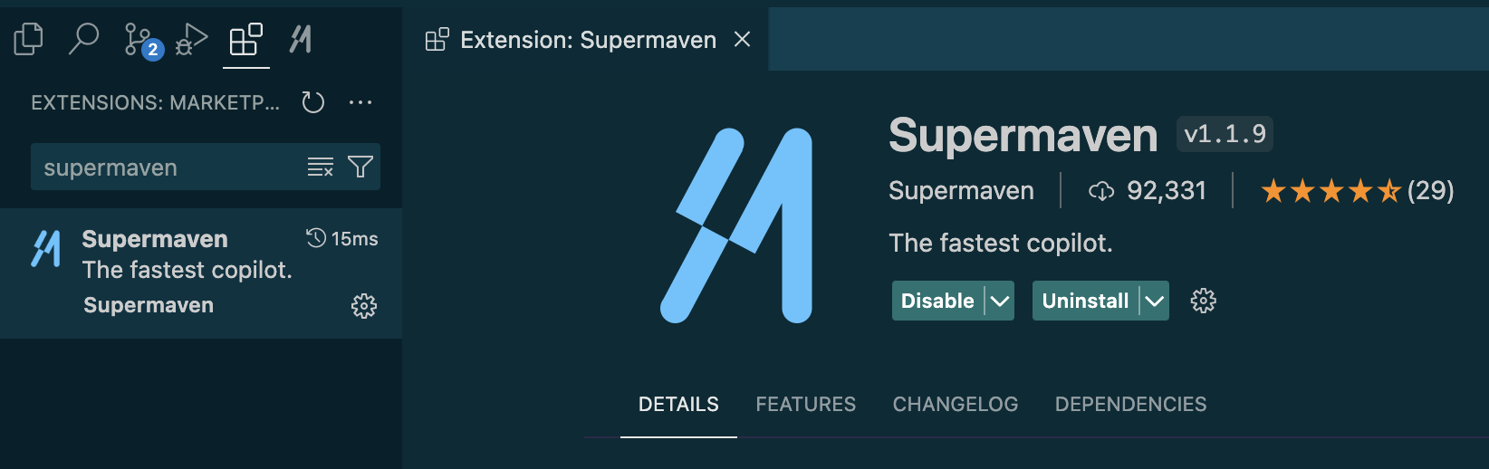 Supermaven extension