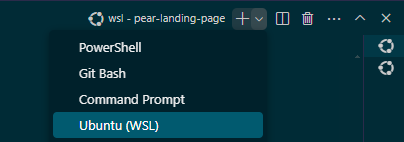 Selecting Ubuntu (WSL) in terminal dropdown